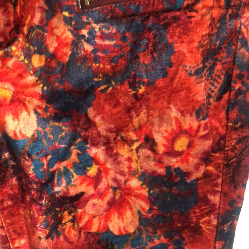 FREE PEOPLE orange velvet floral high waist pants - Picture 10 of 11